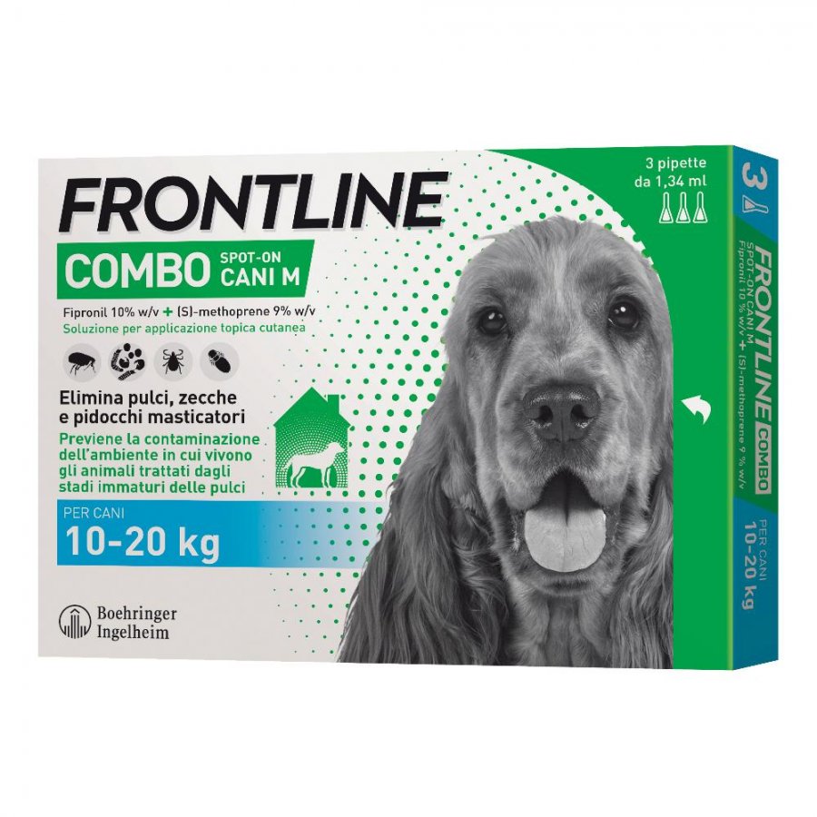 Frontline Combo Spot-On Cani 3 Pipette da 1,34ml 10-20Kg - Protezione Efficace Antiparassitaria