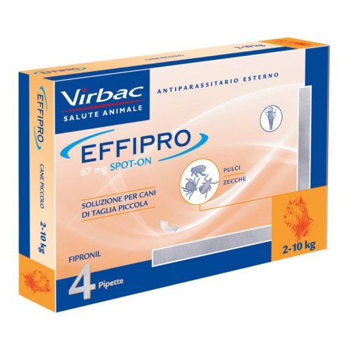 Effipro Spot-On Antiparassitario per Cani 4 Pipette da 0,67ml - Protezione Efficace per Cani 2-10kg da Pulci e Zecche
