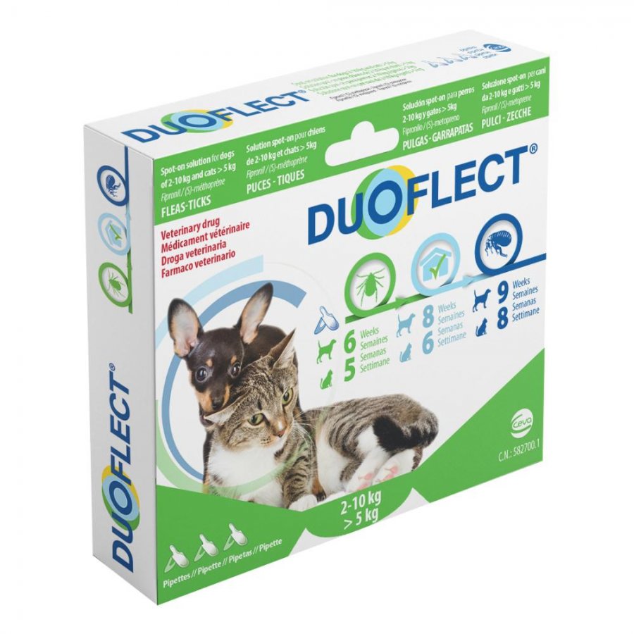 Duoflect Cani - 3 Pipette da 0,7ml Contro Pulci e Zecche per Cani da 2-10kg