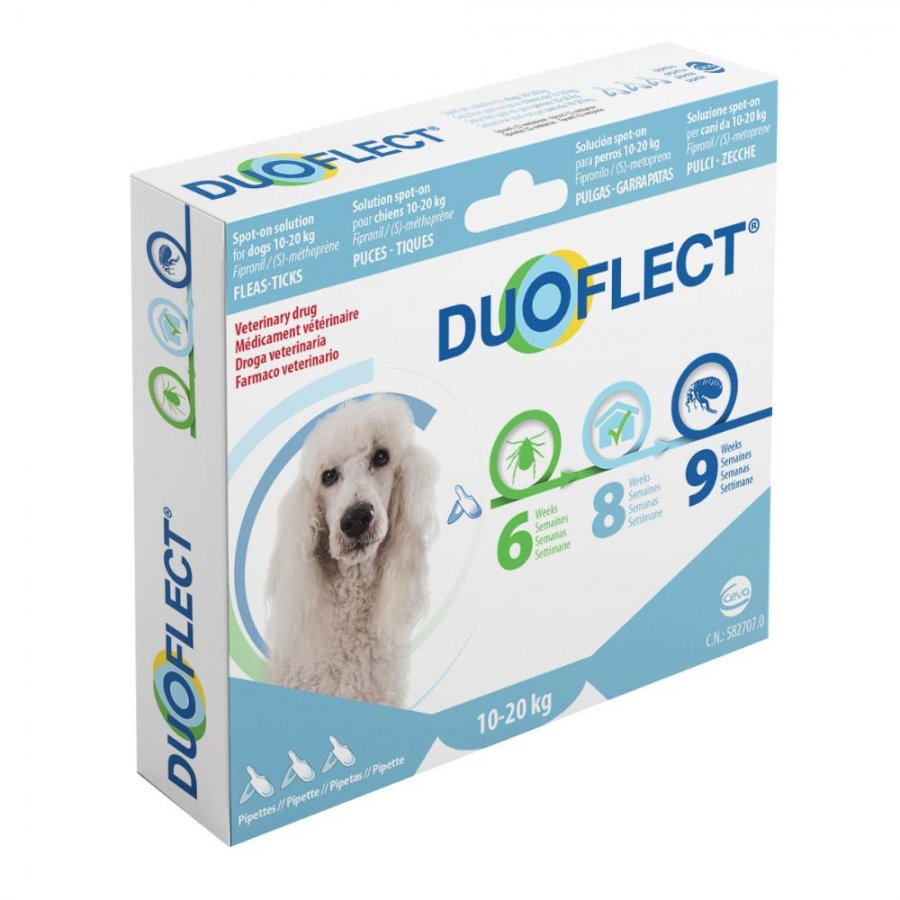 Duoflect Cani - 3 Pipette da 1,41ml Contro Pulci e Zecche per Cani da 10-20kg