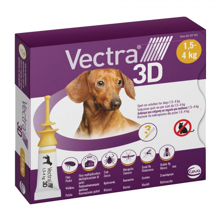 Vectra 3d Soluzione Spot-on Per Cani 1,5/4kg 3 Pezzi - Protezione Antiparassitaria Efficace