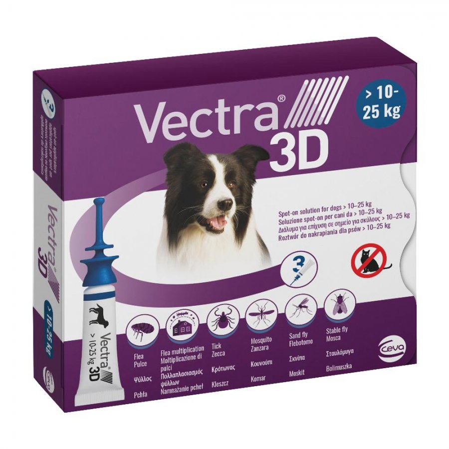Vectra 3d Soluzione Spot-on Per Cani 10/25kg 3 Pezzi - Protezione Efficace Antiparassitaria