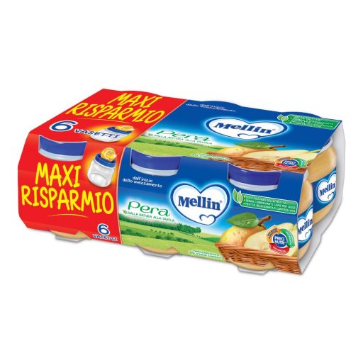Mellin Omogenizzato Pera 6x100g - Alimento per l’Infanzia Senza Glutine