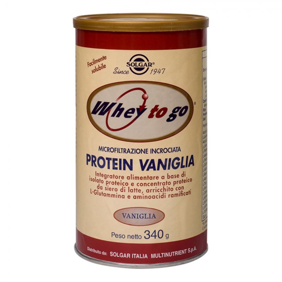 Solgar - Protein Polvere Vaniglia 340g - Integratore Proteico a Base di Proteine del Siero del Latte