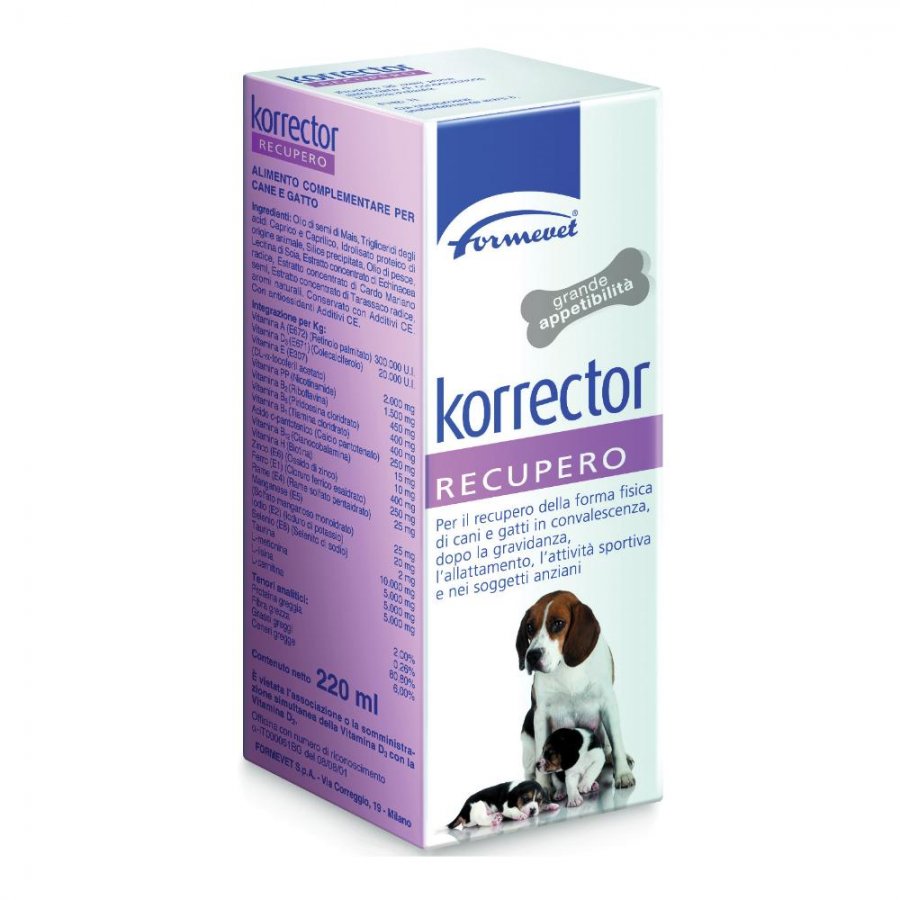Korrector Recupero Mangime Complementare Cani/Gatti 220ml - Supporto Nutrizionale per la Ripresa