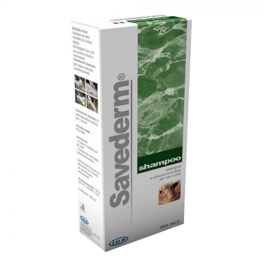 Savederm Shampoo a Schiuma Controllata per Cani e Gatti 250ml - Igiene e Cura del Mantello