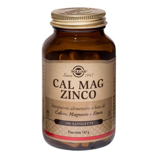 Solgar - Cal Mag Zinco 100 Tavolette - Integratore di Calcio, Magnesio e Zinco per la Salute Ossea