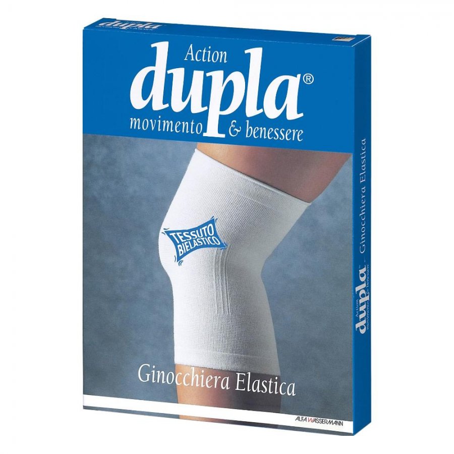 Dupla - Ginocchiera Elastica Color Bianco Taglia XL - Supporto Comodo per il Recupero e il Sostegno del Ginocchio