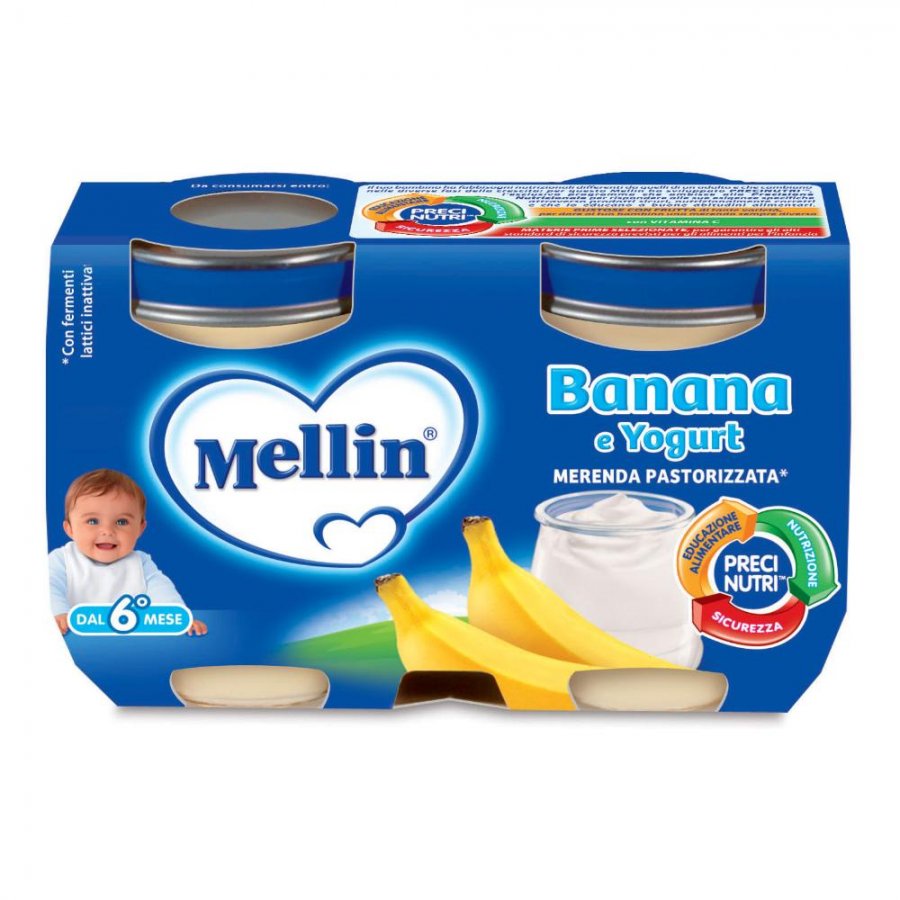 Mellin Merenda Yogurt Banana 2x120g - Snack Nutriente per Bambini