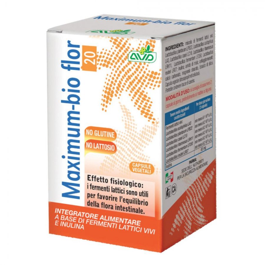 AVD Reform - Maximum-Bio Flor 20 Integratore Alimentare 60 Capsule - Probiotico per il Riequilibrio della Flora Intestinale