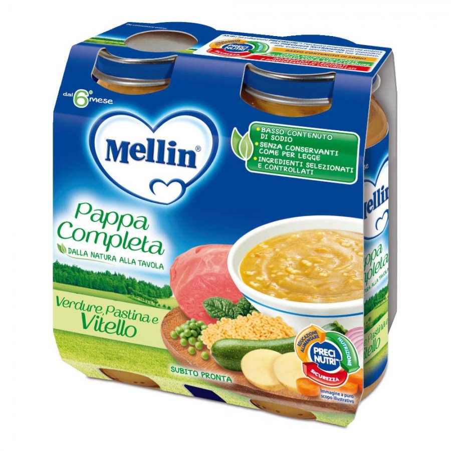 Mellin Pappa Completa Vitello 2x250g - Alimenti per Bambini a Partire dal 6° Mese
