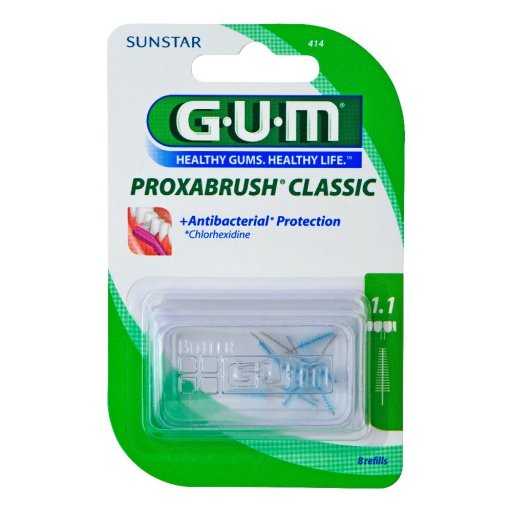 Gum Proxabrush 414 Protezione Antibatterica 8 Pezzi - Spazzolini Interdentali per una Pulizia Profonda e Protetta