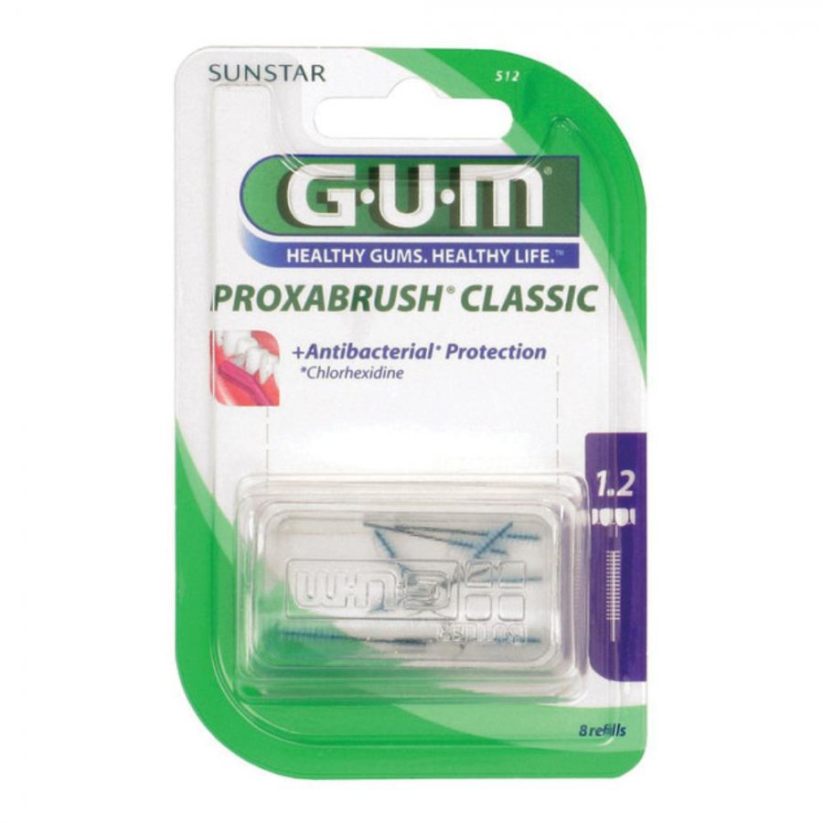 Gum Proxabrush 512 Protezione Antibatterica 8 Pezzi - Spazzolini Interdentali per una Pulizia Profonda e Protetta