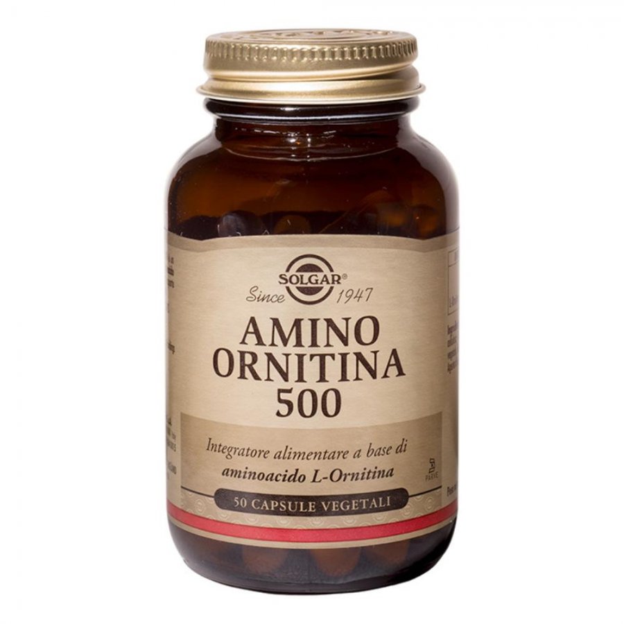 Solgar - Amino Ornitina 500, 50 Capsule Vegetali - Integratore di Aminoacido Ornitina