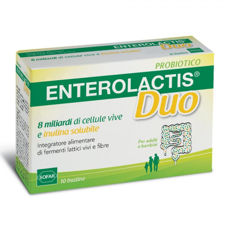 Enterolactis Duo Polvere 10 Bustine - Integratore Probiotico per il Benessere Intestinale