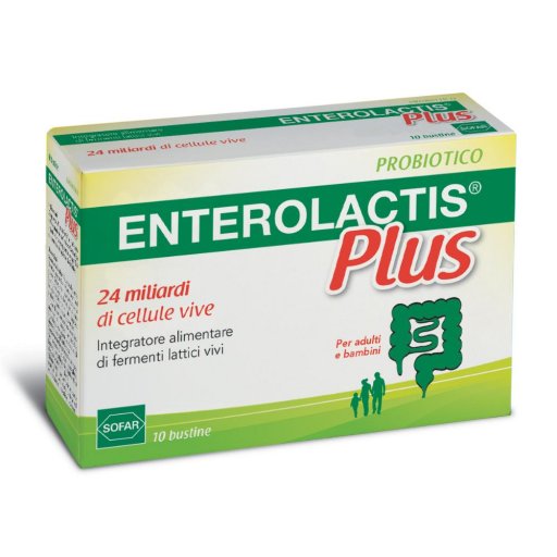 Enterolactis Plus Probiotico 24 Miliardi 10 Bustine - Integratore per la Salute Intestinale