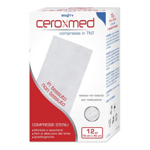 Ceroxmed Compresse in TNT 18x40cm - 12 Pezzi, Garza Sterile, Ipoallergeniche