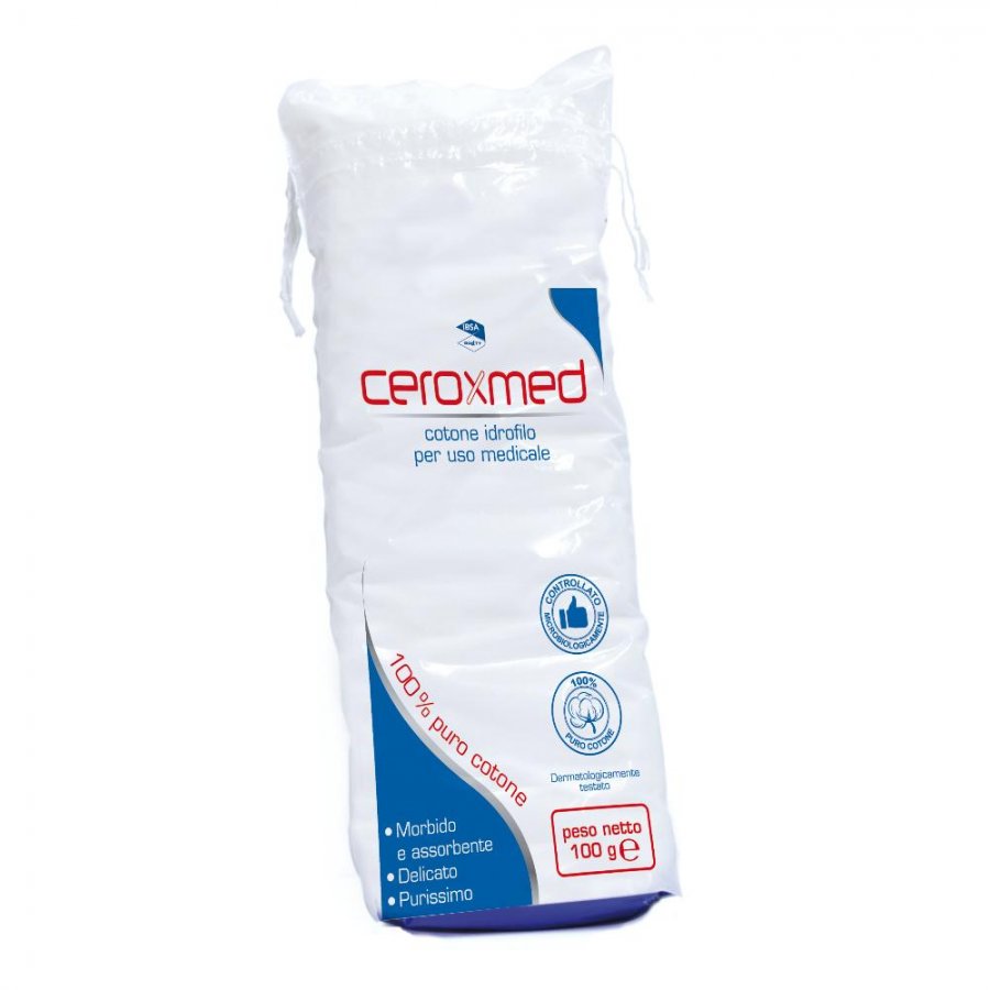 Ceroxmed Cotone Idrofilo 100g - Cotone Medico e Oculistico per Assorbire, Pulire e Asciugare