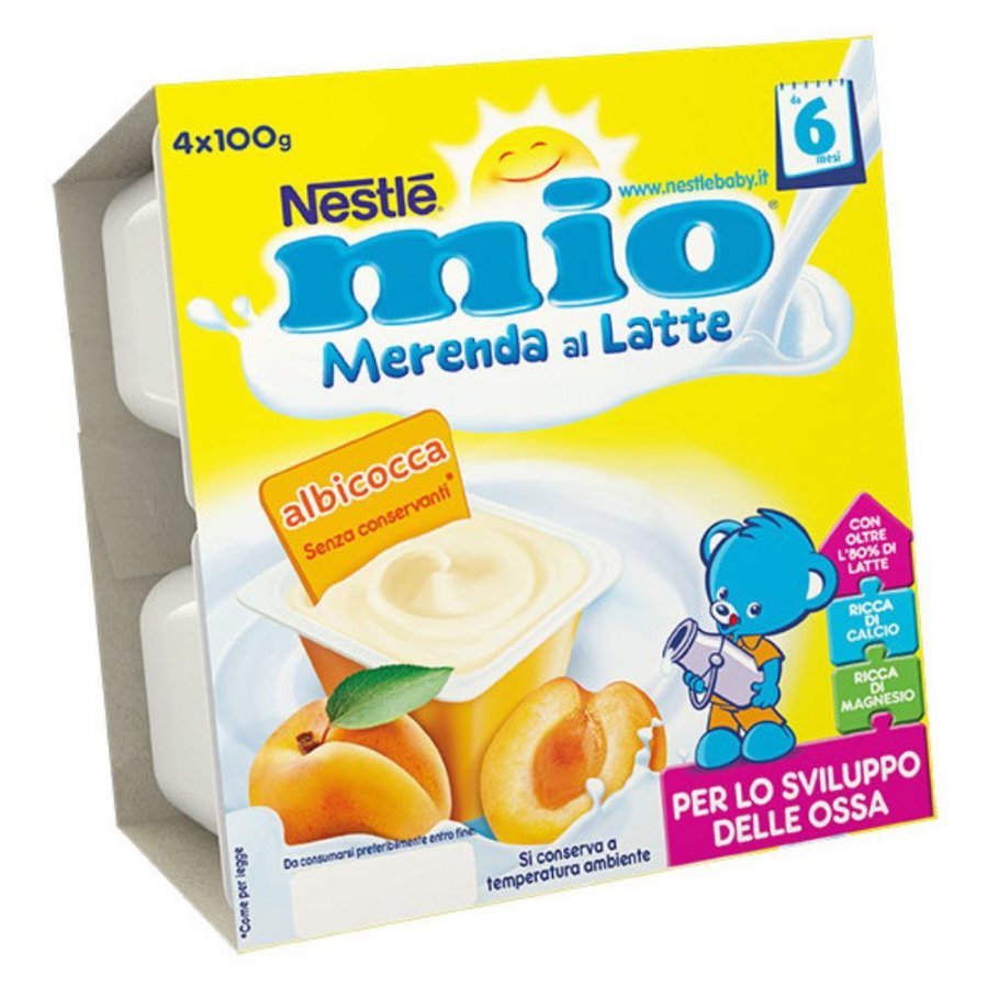 Nestlé Mio Merenda Latte Albicocca 4x100g - Snack Nutriente per Bambini