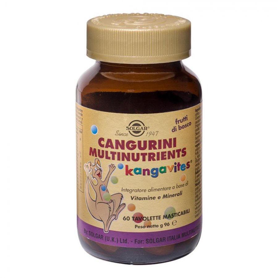Solgar - Cangurini Multinutrient Frutti di Bosco 60 Tavolette: Integratore Multivitaminico per Bambini