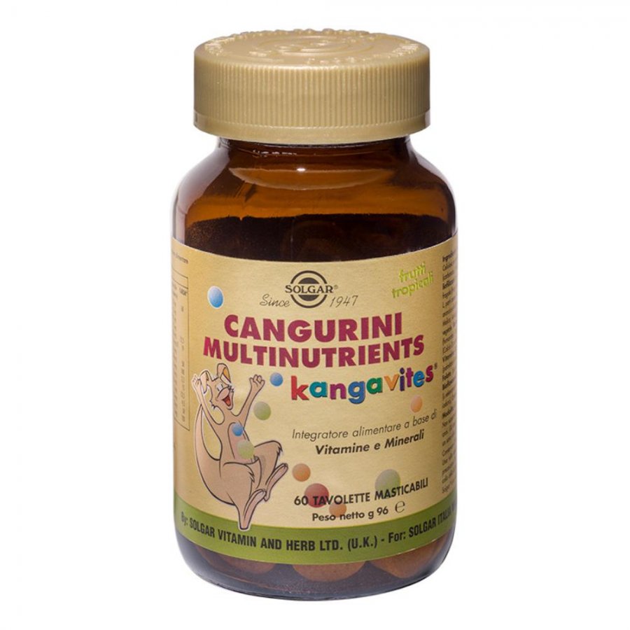 Solgar - Cangurini Multinutrients Frutti Tropicali 60 Tavolette - Integratore Multivitaminico per Bambini