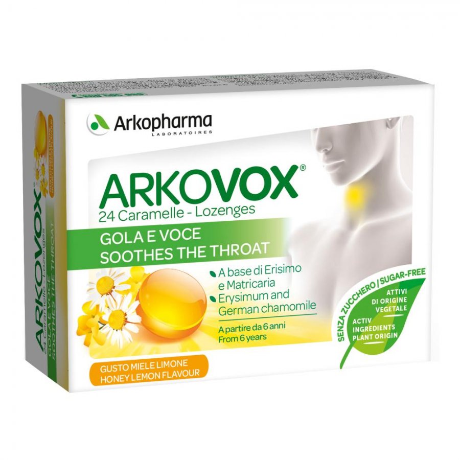 Arkopharma Arkovox Miele Limone 24 Pastiglie - Caramelle Senza Zucchero