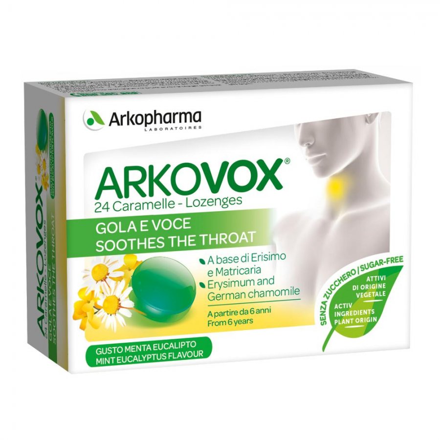 Arkopharma Arkovox Menta Eucalipto 24 Pastiglie - Integratore Alimentare per la Gola
