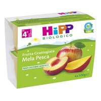 HiPP Bio, Frutta Grattugiata Mela Pesca 4+ Mesi, 4 x 100 g HiPP Bio, Frutta Grattugiata Mela Pesca 4+ Mesi, 4 x 100 g