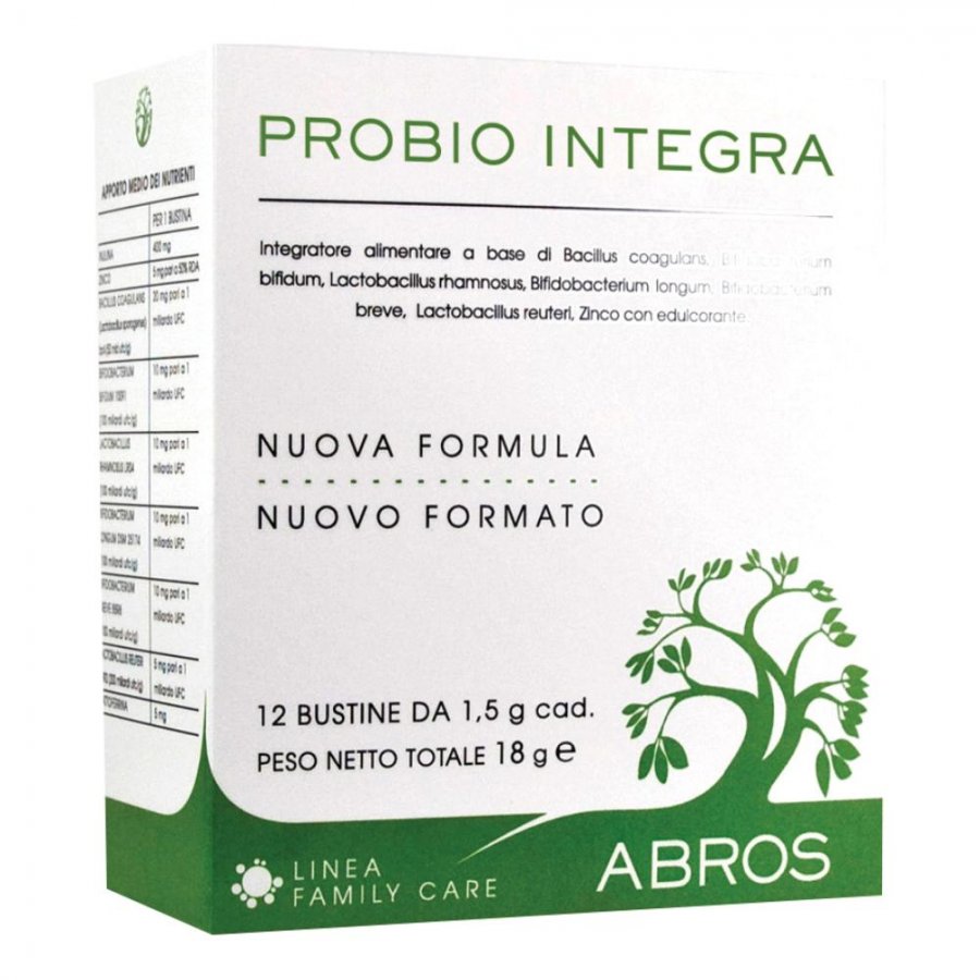 ABROS ProbioIntegra 12 Buste - Integratore Probiotico per il Benessere Digestivo, 12 Bustine