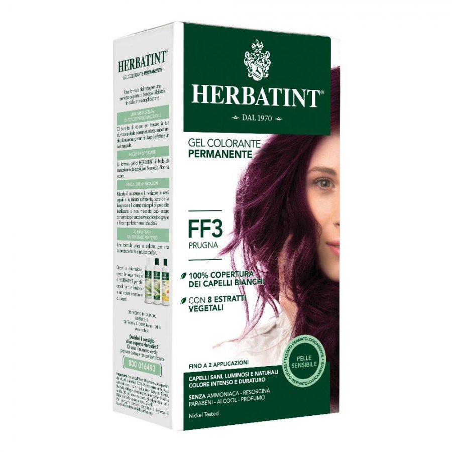 Herbatint - Tintura Capelli Gel Permanente FF3 Prugna - Tinta senza ammoniaca 150ml 