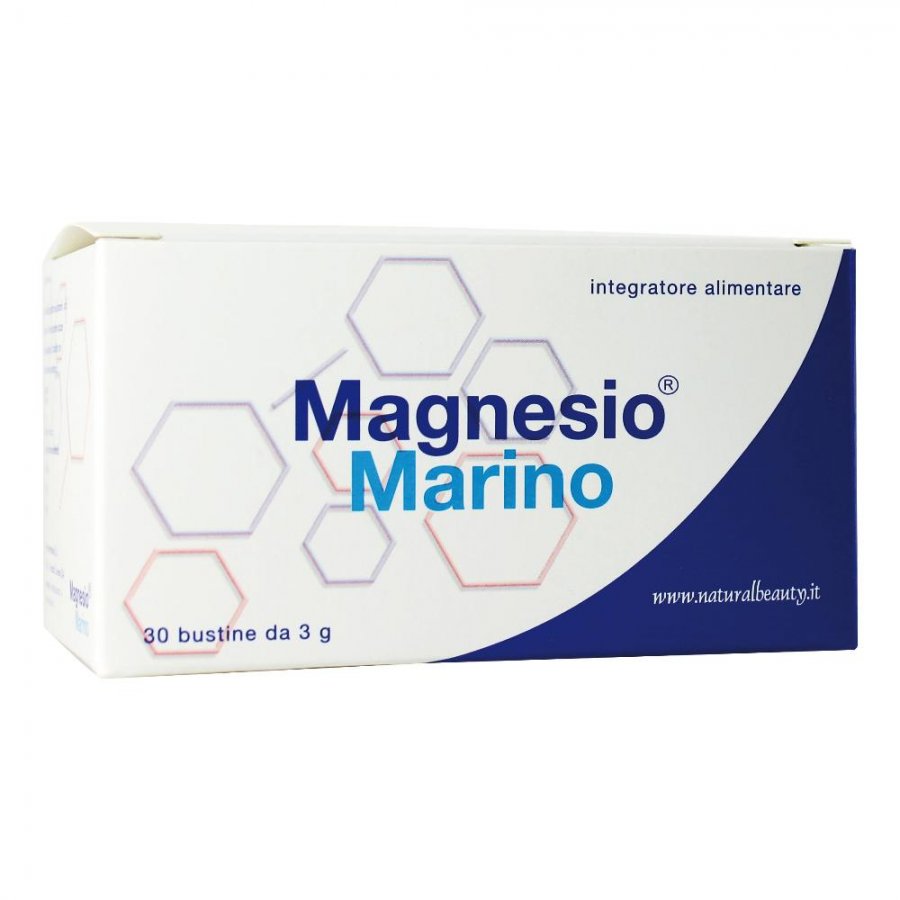 Natural Beauty Magnesio Marino Integratore - 30 Buste da 3g - Contro la Stanchezza