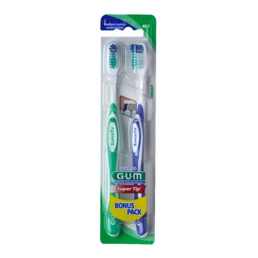 Gum Super Tip 463 Compact Spazzolino Medio Bonus Pack 2 Pezzi - Pulizia Profonda e Precisione in Un Solo Kit