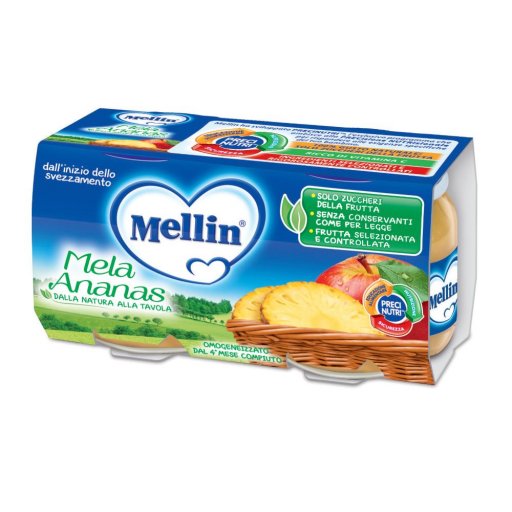 Mellin Omogenizzato Mela e Ananas  - Alimento per Bambini Senza Glutine