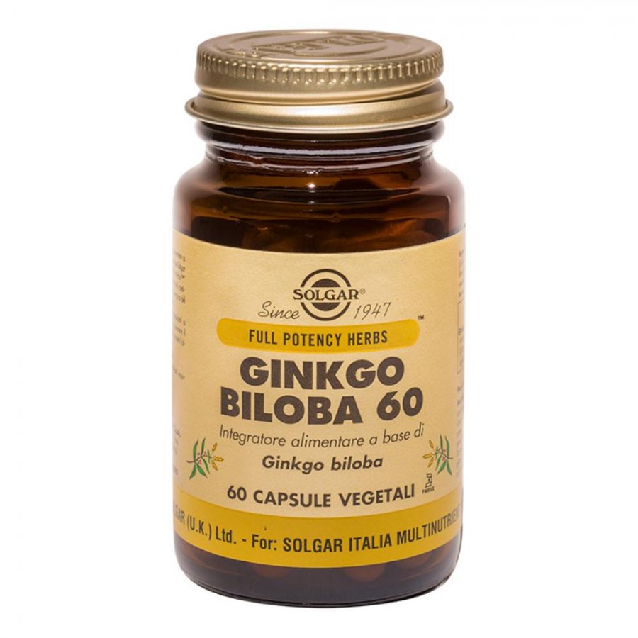 Solgar - Ginkgo Biloba 60 Capsule Vegetali per la Salute Cerebrale e la Funzione Mentale