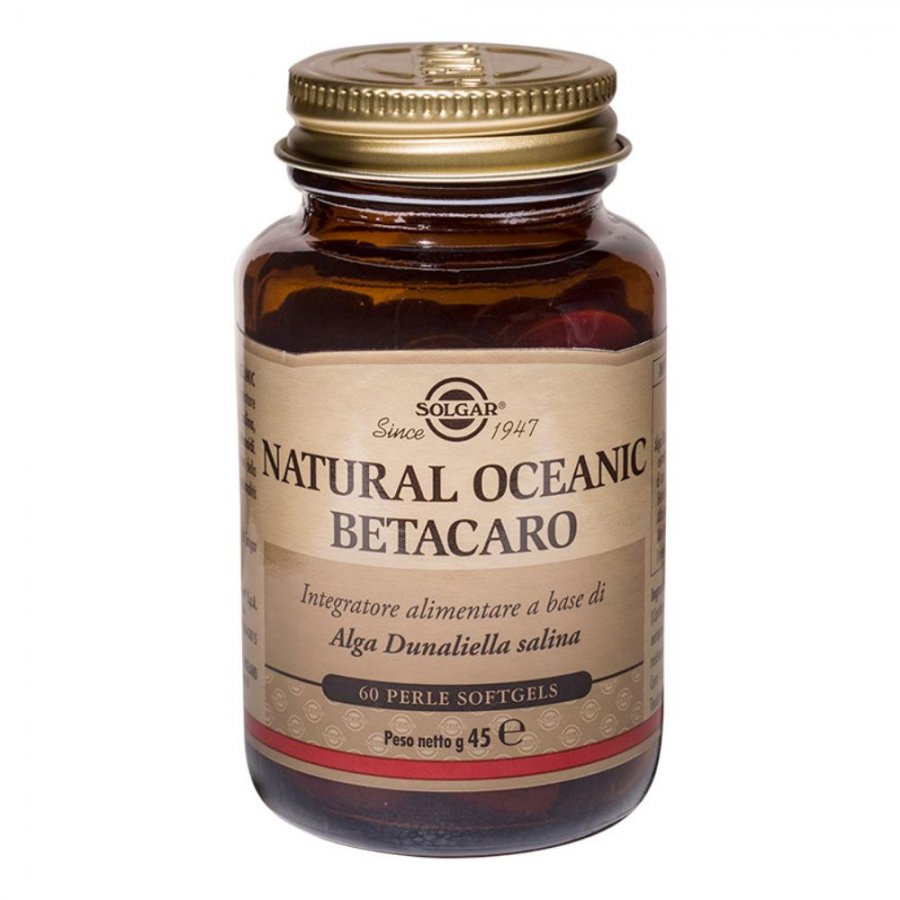 Solgar - Natural Oceanic Betacaro 60 Perle Softgels: Integratore di Betacarotene da Fonti Naturali