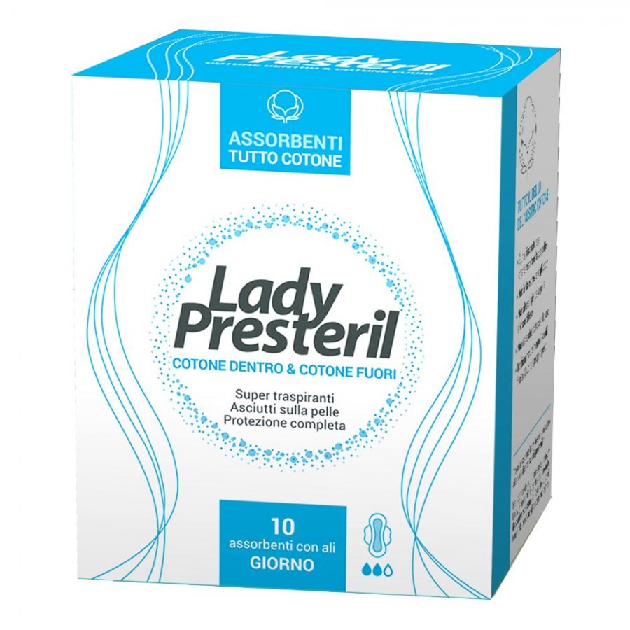 Lady Presteril - Assorbenti Giorno con Ali 10 Pezzi - Igiene Intima Femminile di Qualità