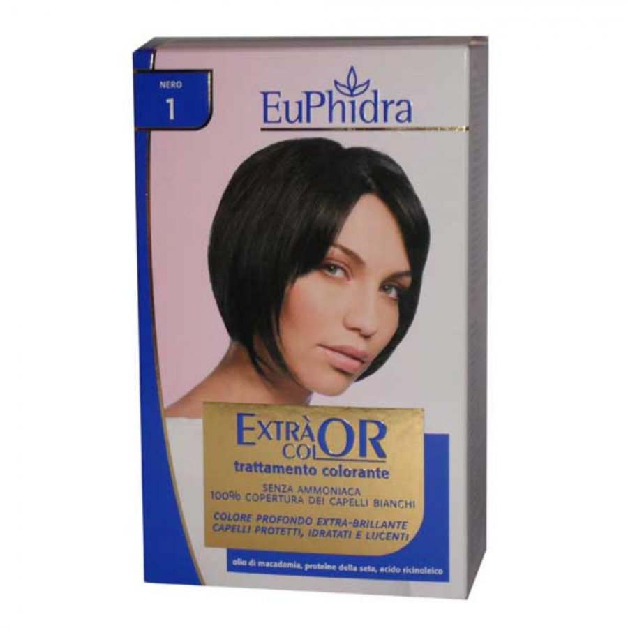 EuPhidra - Extracolor 1 Nero | Tinta per Capelli Professionale, Colore Intenso e Duraturo.