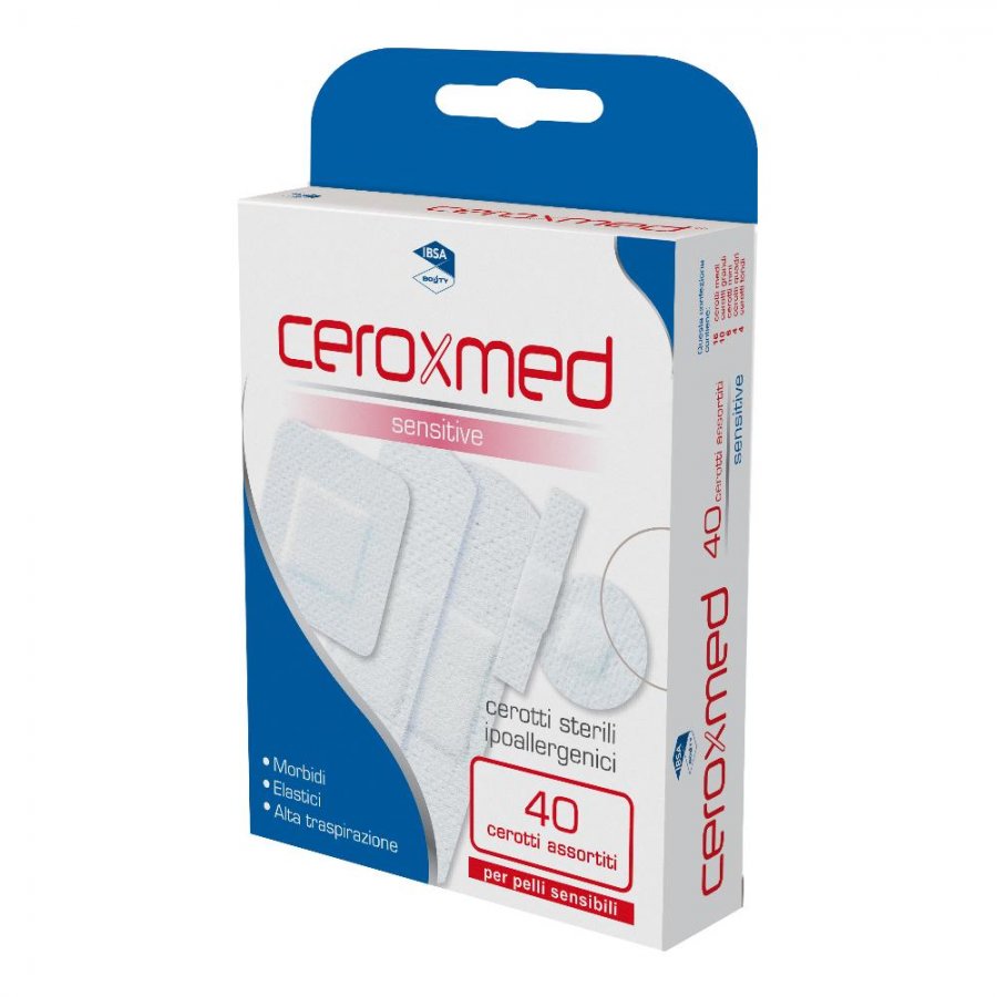 Ceroxmed Cerotti Sensitive Assortiti 40 Pezzi - Traspirazione e Comfort per Pelli Sensibili