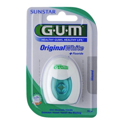 Gum Original White Filo Interdentale 30m - Filo per la Pulizia degli Spazi Interdentali, Rimozione delle Macchie, Igiene Orale