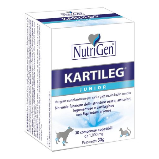 Kartileg Junior Mangime Complementare Cani/Gatti 30 Tavolette - Supporto Articolare per Animali Giovani