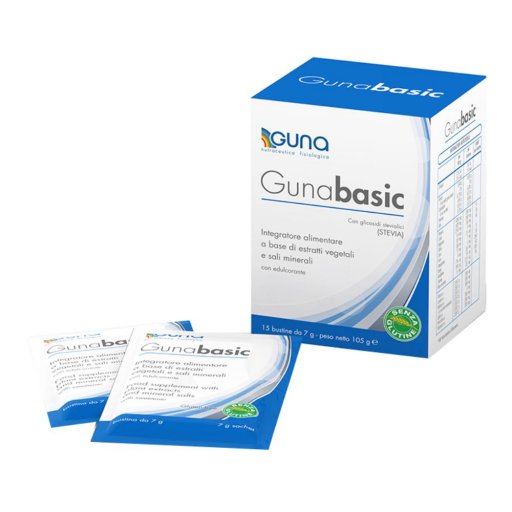 Guna Gunabasic Integratore di Sali Minerali ed Estratti Vegetali 15 Bustine – Equilibrio Acido-Base e Depurazione