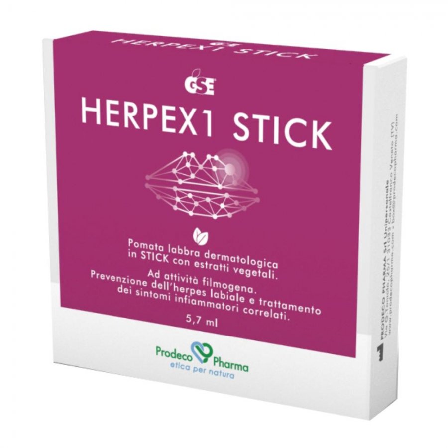 GSE Herpex 1 Stick 5,7ml - Pomata Labbra Dermatologica Preventiva per Herpes Labiale