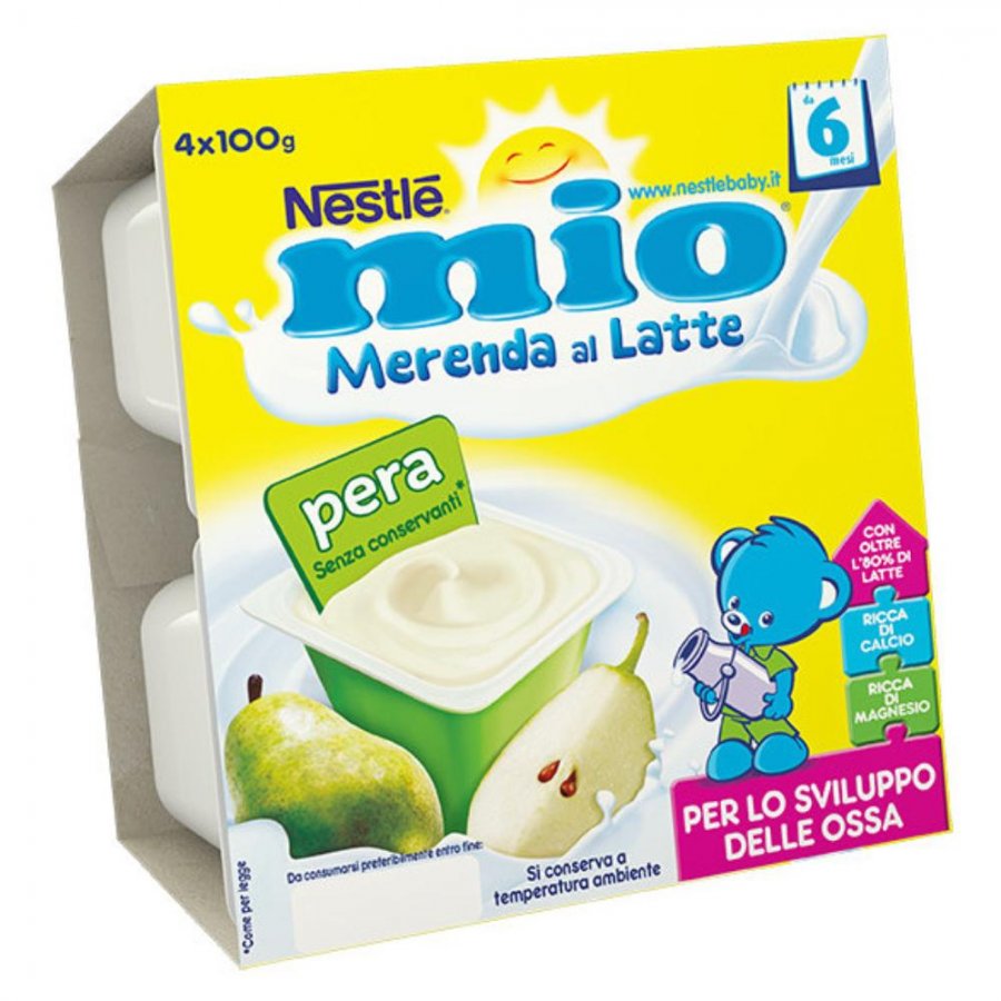 Nestlé Mio Merenda Latte Pera 4x100g - Snack Sano per Bambini