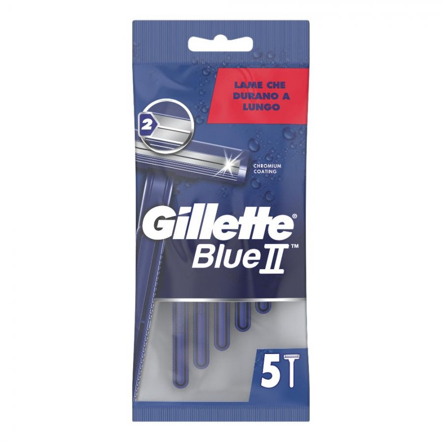 Gillette - Blue II Stand 5 Pezzi, Rasoi Gillette Blue II Stand