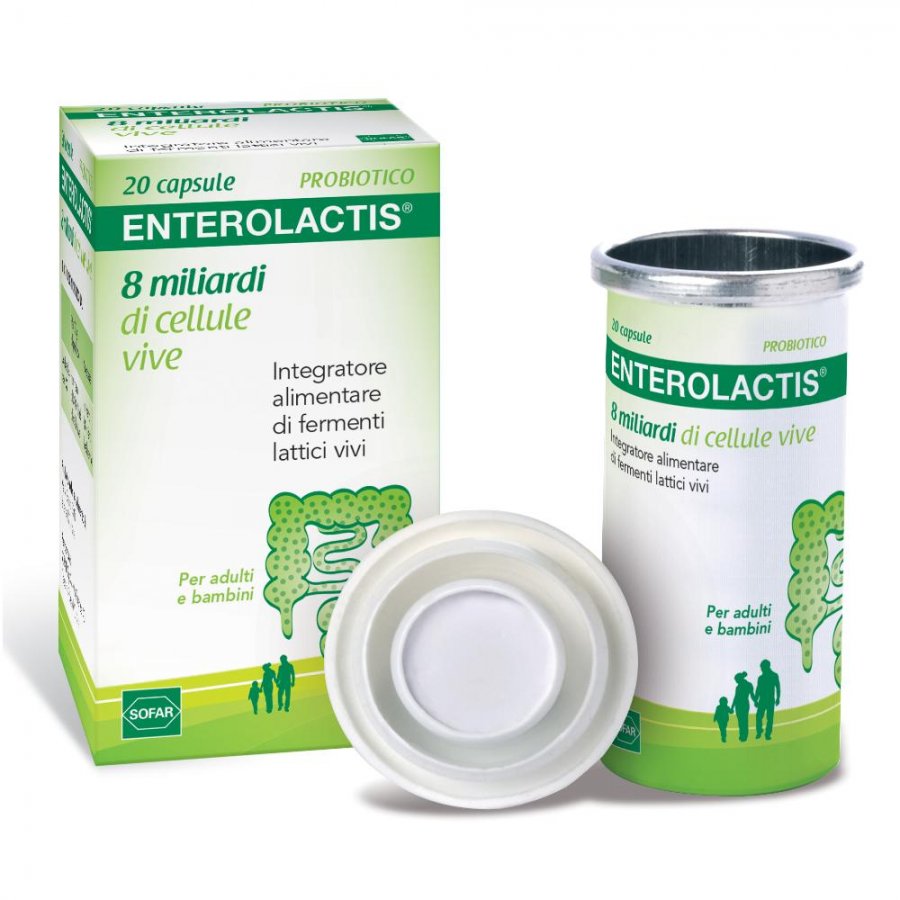 Enterolactis 8 Miliardi Fermenti Lattici 20 Capsule - Integratore Probiotico per la Salute Intestinale