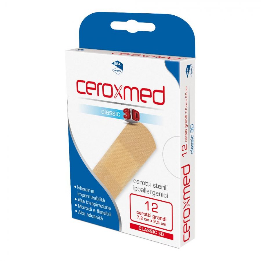 Ceroxmed Cerotti Classic 7,2x2,5cm 12 Pezzi Sterili Ipoallergenici