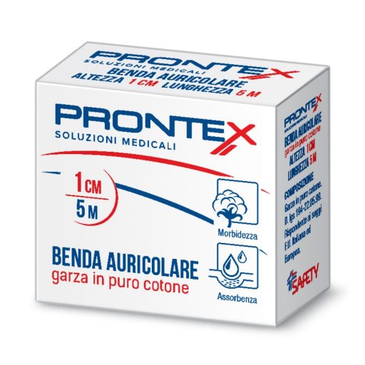 Prontex Benda Auricolare 5m x 1cm, Garza Idrofila per Protezione Auricolare