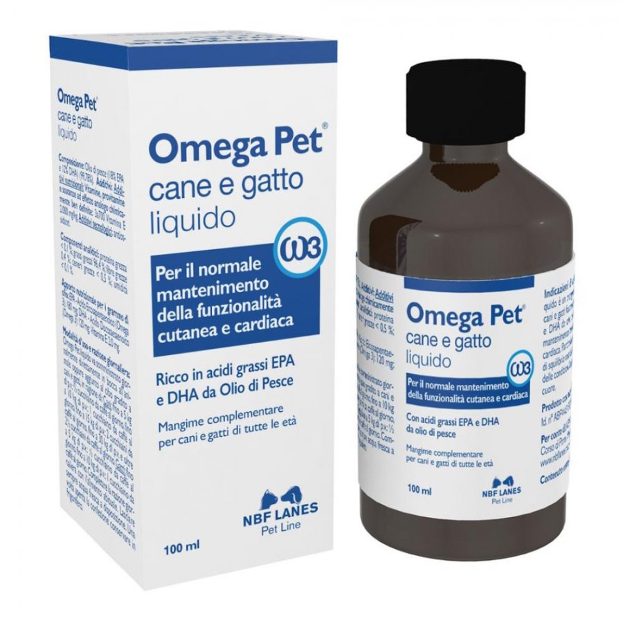 Omega Pet Gocce Orali per Cani e Gatti 100ml - Integratore per Pelle e Cuore