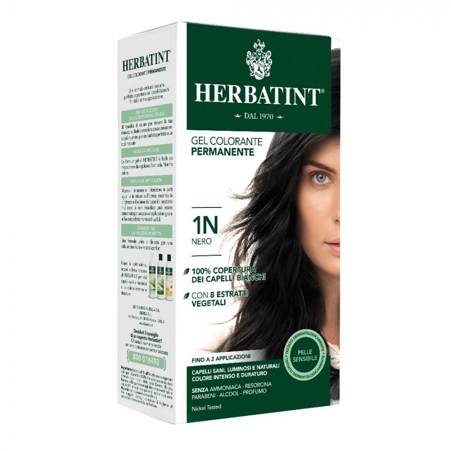Herbatint - Tintura Per Capelli Gel Permanente 1N Nero 150 ml - Formula Delicata Senza Ammoniaca