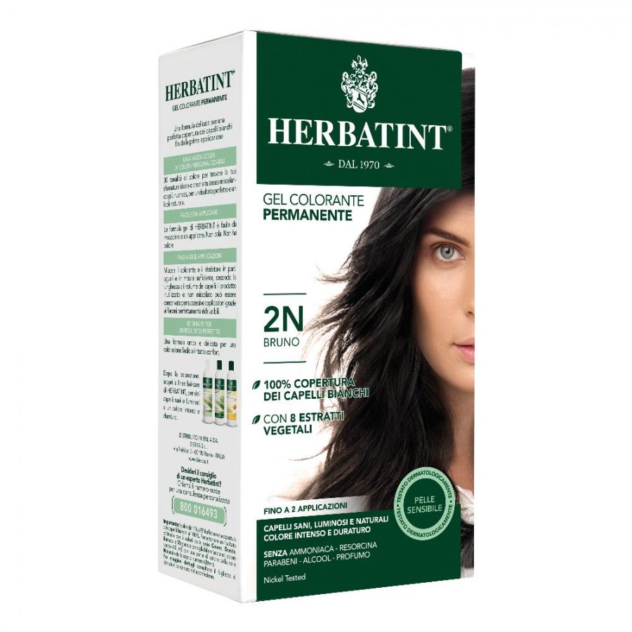 Herbatint - Tintura Per Capelli Gel Permanente 2N Bruno 150 ml - Formula Naturale Senza Ammoniaca